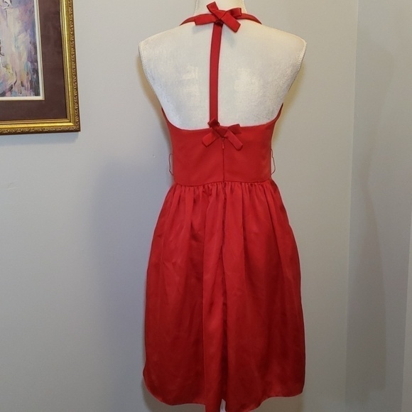 WHITE by Vera Wang Valentina Red Halter Cocktail Dress 6 Pockets EUC - Picture 10 of 11